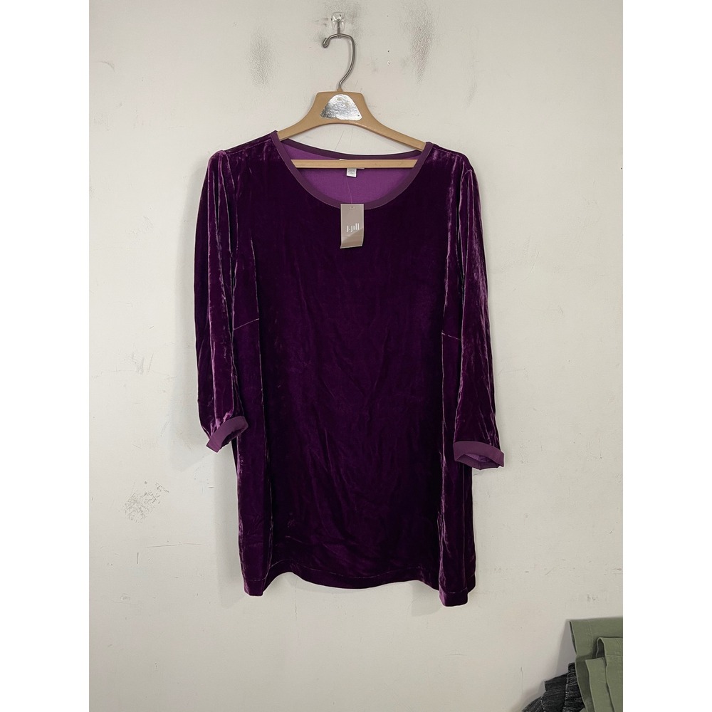 J. Jill Aubergine‎ Purple Silk Blend Velvet Tunic Top XLP Petite NWT